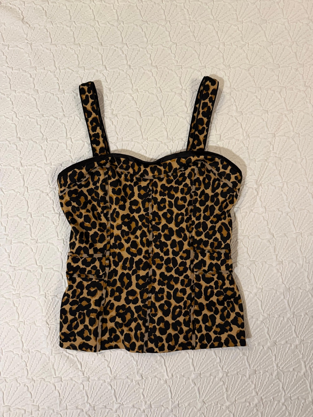 White House Black Market Leopard Print Bustier Camisole - Tan & Black